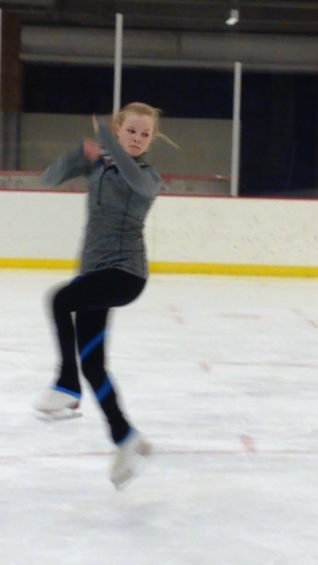 Meg Strickland doing a loop jump.